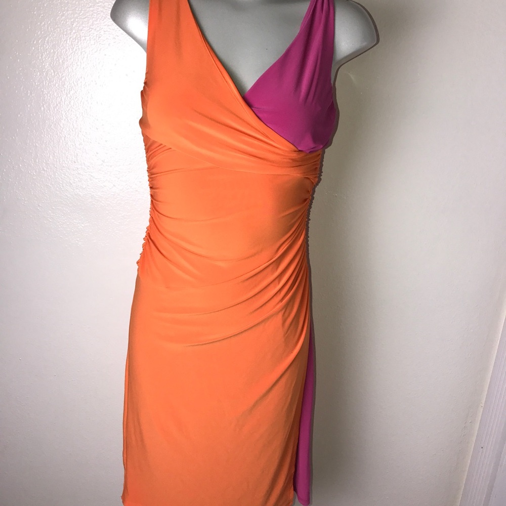 Iman fitted XS dress orange and magentt